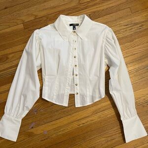 Aqua White Button-Down Women's Shirt